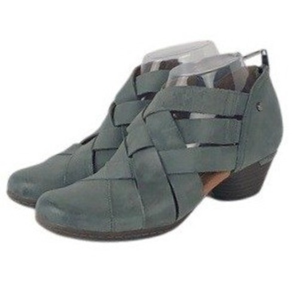 COBB HILL Leather Woven Cage Ankle Booties Sz 8.5 M Blue Strappy Style CI6229